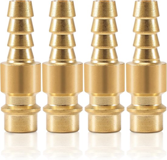 Set van 4 gecomprimeerde lucht koppelingen 8 mm, messing pluggen en accessoires voor snelle luchtverbindingen