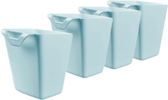 Set van 4 Hangende Bekerhouders voor Trolley, Ideaal voor Keukenopslag, Makeup Organizer en Plantenbakken, 4.75 x 4" Hangende Opbergcontainers in Blauw van Merkloos