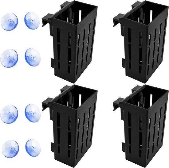 Set van 4 Hangende Planthouders voor Aquariums met 8 Zuignappen - Ideaal voor Aquascaping en Waterplanten Decoratie, Plant Pot Accessoires van Merkloos
