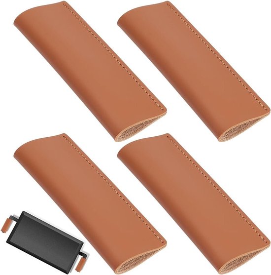 Set van 4 Hittebestendige Leren Handgrepen voor Gietijzeren Pannen en Grillplaten, Keukenaccessoires voor Koken en Grillen