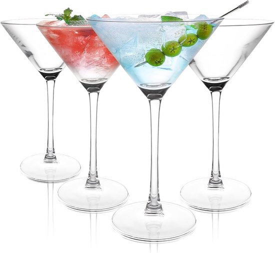 Set van 4 Kristallen Martini Glazen voor Cocktails, Perfect voor Feesten en Restaurants van Merkloos