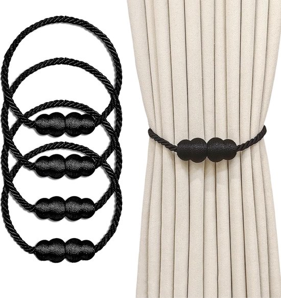 Set van 4 Magnetische Gordijnhouders voor Decoratieve Gordijnen - Praktische en Stijlvolle Oplossing voor Gordijnen en Raamdecoratie van Merkloos