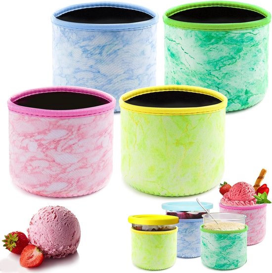 Set van 4 Neopreen IJs Doms voor Ninja Creami Accessoires - Geschikt voor NC301, NC300 en NC299AMZ - IJs Machine Containers (473ml) van Merkloos