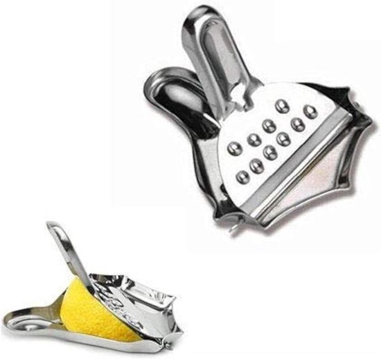 Set van 4 RVS Handpersen voor Citrusvruchten - Handmatige Juicer voor Citroen, Limoen en Sinaasappel met Wedge Clips, Ideaal voor Keuken en Bar van Merkloos