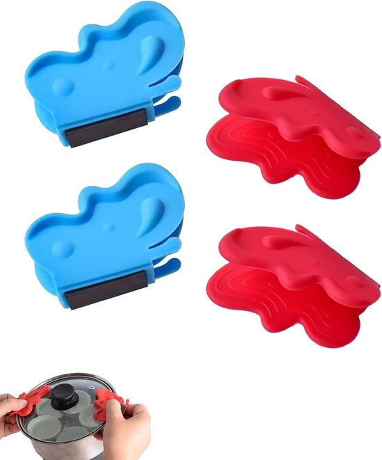 Set van 4 siliconen isolatiesleeves voor thermische bescherming van handgrepen, ideaal voor koken en veilig gebruik in de keuken