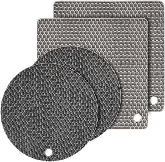 Set van 4 Siliconen Onderzetters, Hittebestendig en Flexibel, Rond voor Keuken en Eetkamer, Ideaal voor Tafelbescherming en Decoratie