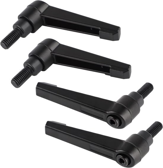 Set van 4 Verstelbare Klemhendels van Koolstofstaal, M8-16 mm, Voor Machine Grips en Klemtoepassingen, Zwart, 16 mm
