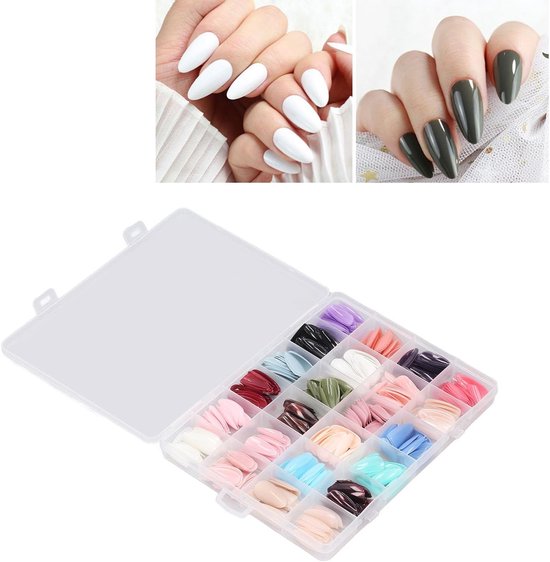 Set van 576 Kleurige Valse Nageltips - Volledige Dekking voor DIY Nagelkunst in 24 Kleuren van Merkloos
