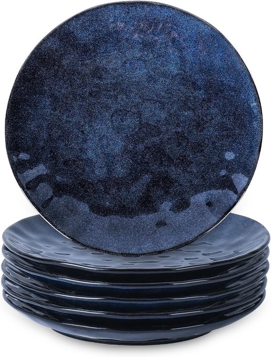 Set van 6 Porseleinen Diepe Borden van 25 cm - Geschikt voor Magnetron, Oven en Vaatwasser - Ideaal voor Steak, Pasta en Pizza, Perfect voor Thuis en Feestjes