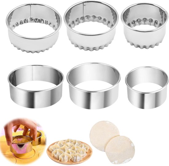 Set van 6 Ronde Raviolivormers en Dumpling Mallen van RVS voor DIY Koekjes en Mousse Desserts van Merkloos