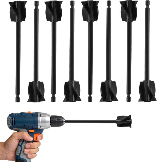 Set van 8 Epoxyhars Roerstaafjes, Verf Mixer Paddle en Boormixer voor Kunststoffen, Glazuur en Ceramiek met Schoonmaakdoek