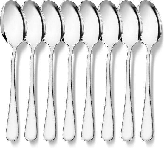 Set van 8 Koffielepels van RVS - 14 cm Espresso Lepels, Theelepels en Dessertlepels voor Huishoudens, Restaurants en Cafés, Perfect voor Koffie en Desserts van Merkloos