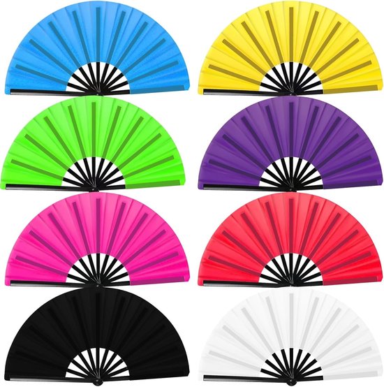 Set van 8 Opvouwbare Handfans in Diverse Kleuren voor Dansen, Feestjes en Decoratie - Ideaal voor Line Dancing en Dansprestaties van Merkloos