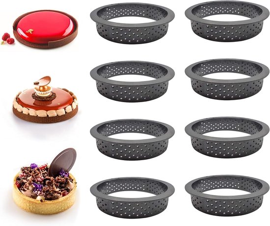 Set van 8 Perforated Cake Rings voor Mousse en Taarten, Ideaal voor DIY Bakken en Creatieve Desserts van Merkloos