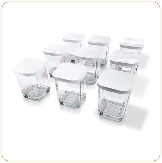Set van 9 Glazen Dessertpotjes met Klikdeksel 145 ml - Ideaal voor Yoghurt, Fingerfood en Nagerechten