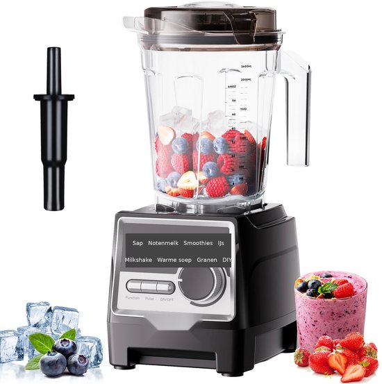 Seth Select Smoothie Blender - 1500W - 2,6L - BPA-vrije Blenderkan - 6 RVS messen - 7 programma's - Zelfreinigend - Zwart