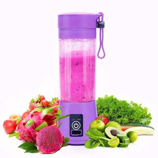 SEVENMOON® Mini Blender To Go - Draadloze Smoothie Maker, USB Oplaadbaar, Compact 380ml - Paars van SEVENMOON®