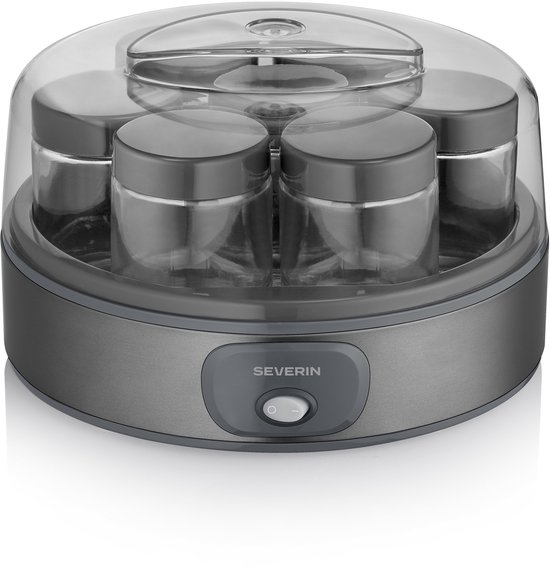Severin JG 3510 Yoghurtmaker – 7x150 ml – Zelf Yoghurt Maken – Zwart/Inox van Merkloos