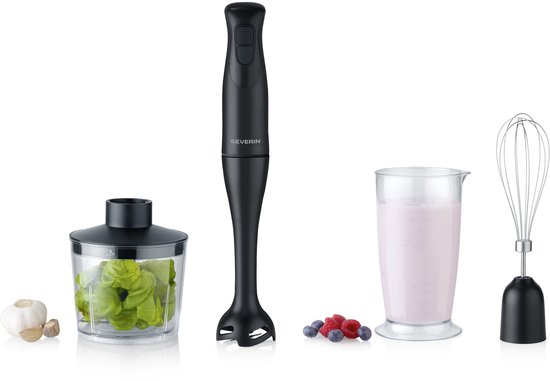 Severin SM 3762 Staafmixerset – 350 W – Met Hakmolen, Garde & Maatbeker 700 ml – Zwart van Severin