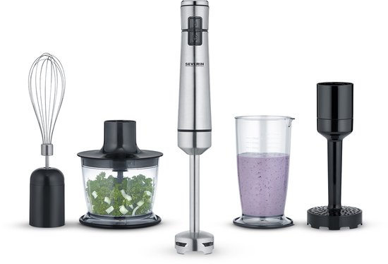 Severin SM 3775 Draadloze Staafmixer met Premium Set - BPA vrij - RVS van Severin