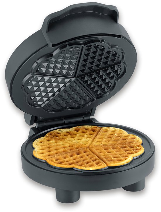 Severin WA 2116 Wafelijzer Black Line, ca. 1000 W, wafels in hartjesvorm, ruimtebesparend slank ontwerp, ideaal voor kleine woningen van Severin