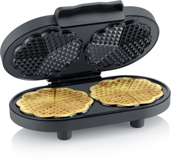 Severin WA 2118 Duo Wafelijzer Black Line, ca. 1.200W, PFAS-vrije coating op de bakplaten, stijlvol en mat design van Severin