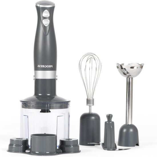 Shimmer 3 In 1 Blender Set - Hand Held Whisking Blending - Chopping Functions - 2 Speed Settings - Stainless Steel Blades - 500 ml Chopping Bowl - 350 W - Dark Grey