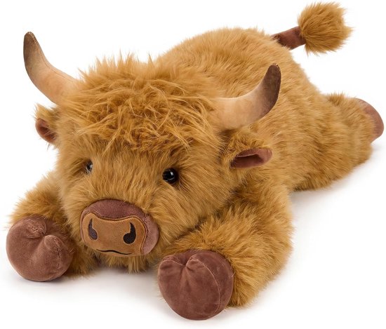 shownicer Verzwaringsdieren, hooglandrunds, 2,2 kg, gewogen knuffeldier, koe, knuffeldier, groot pluche dier, XXL, hooglandkoe, pluche kussen, speelgoed, cadeau voor volwassenen en kinderen (koe, 65