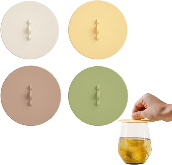 Silicone Deksel Set - Yoghurt Cup Deksel - Voedsel Behoud - Herbruikbaar & Flexibel - 10 cm Diameter - Mix Kleuren van Merkloos