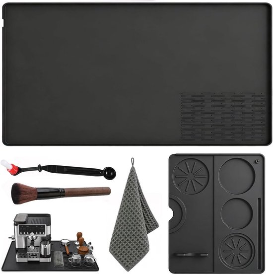 siliconen, 5-delige siliconen mat, koffiezetapparaat, 40 x 60 cm, antislip, hittebestendig, afneembare tampingmat, reinigingsdoek, borstels, compatibel met Ninja