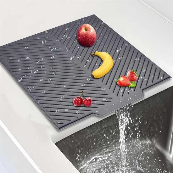 Siliconen Afvoermat voor Keuken, 43 x 33.5 x 0.5 cm, Snelle Afvoer, Bescherming Werkblad, Ideaal voor Afwassen en Drogen van Servies