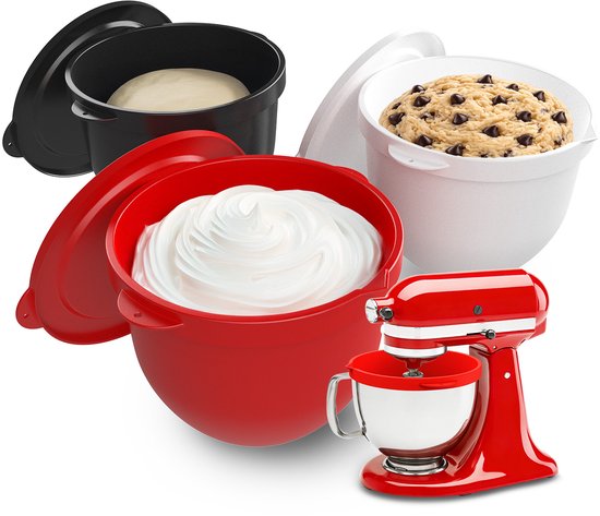 Siliconen Beslagkommen voor KitchenAid 4.5–5 Quart Tilt-Head Stand Mixers Artisan & Classic Series van MMOBIEL - Extra Stevige Siliconen Mengkommen 3 Stuks - Temperatuurbestendig, Vaatwasserbestendig
