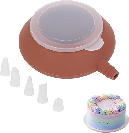 Siliconen Decoratieve Spuitzak Set met 4 Mondstukken voor Taartdecoratie en Macarons Bakbenodigdheden van Merkloos