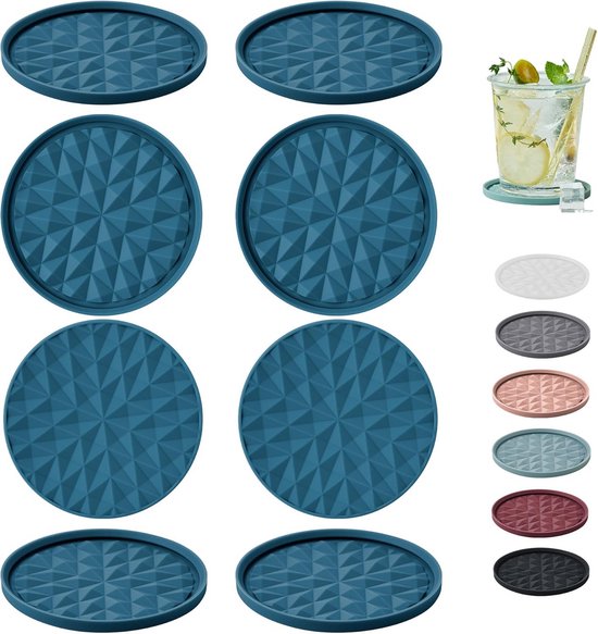 Siliconen deksels voor yoghurt en roompotten, diameter 9,5 cm, donkerblauw, herbruikbaar, 8 stuks
