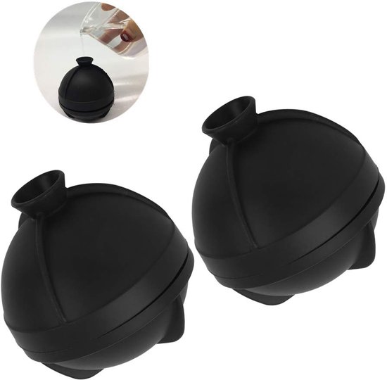 Siliconen IJsbal Maker - Grote IJsballen - Whiskey Cocktails - Ingebouwde Trechter - 7x8 cm - Zwart van Merkloos