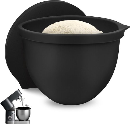 Siliconen Inzet met Deksel voor 4.8 L Keukenmachine Kom - Mengkom met Deksel voor 5 Qt, Bescherming voor Deeg en Mengsel, Zwart