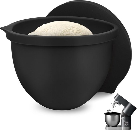 Siliconen Inzet met Deksel voor 4.8 L Keukenmachine Mengkom, Mengkom met Deksel voor 5 Qt, Bescherming voor Deeg en Ingrediënten, Zwart