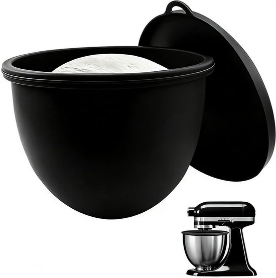 Siliconen kom inzetstuk - Keukenmachine accessoires - Bakken en mengen - Voedselveilig en hittebestendig - 2-delig - Zwart van Merkloos