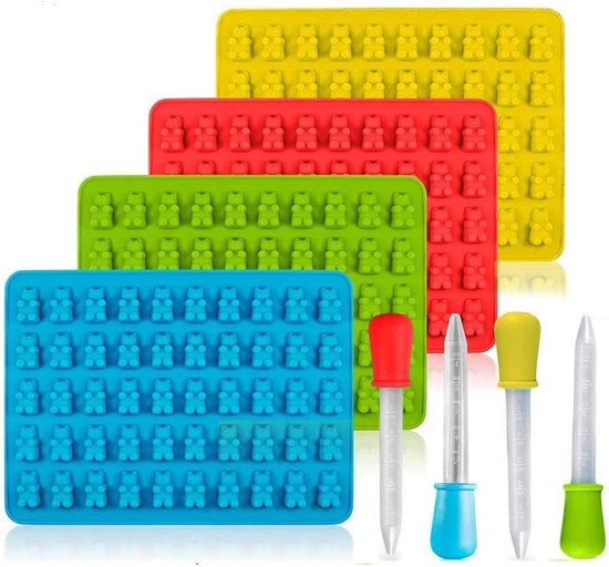 Siliconen Mallen Set van 4 voor Snoep en IJsblokjes, 50 Cavity Berenvormen, Veilig en Multifunctioneel Gebruik van Merkloos