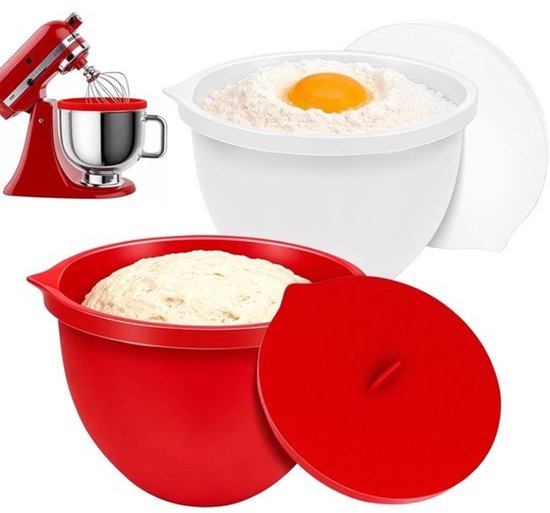 Siliconen Mengkom Inzetstukken - Keukenmachine Accessoires - Bescherming Kom - Hittebestendig Gemakkelijk - 47 Liter Kom - Wit Rood