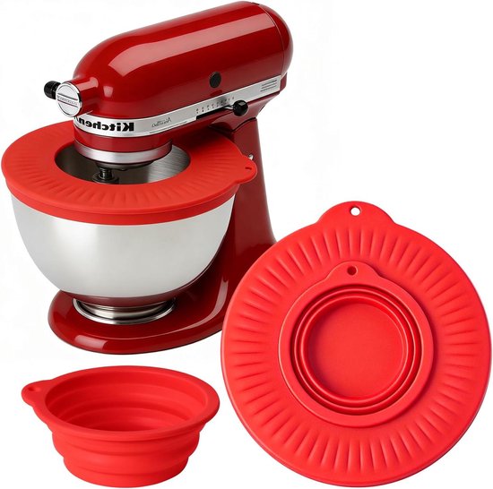 Siliconen Mengkomafdekking - Spatbescherming Mixer - Bakken Thuis - Verbeterde Afdichting - 45-5 Liter - Rood