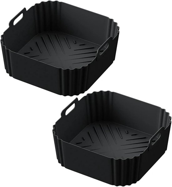 siliconen voeringen voor Ninja AF140 AF141 AF180 AF181 Airfryer voor Philips HD9270 mand bakken, 9 inch herbruikbaar vierkant, zwart × 2 pack