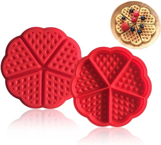 Siliconen vormen voor wafels, siliconen vorm voor wafels, bakvorm voor pannenkoeken met 5 putten, wafelvormen voor muffins brownies pannenkoeken