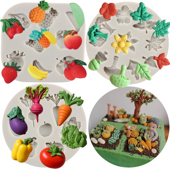 Siliconen vormset groenten en fruit - set van 3 - veilig en praktisch - ideaal voor snoepbakken - ServiceTopper