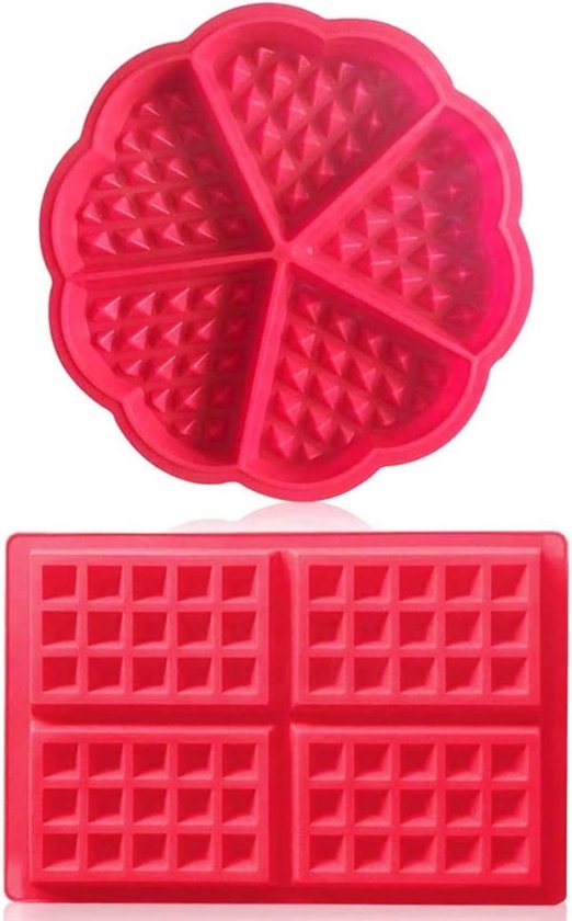 Siliconen wafelvorm met anti-aanbaklaag, 2-delige bakvorm voor perfecte wafels, keukenaccessoire voor bakliefhebbers van Merkloos