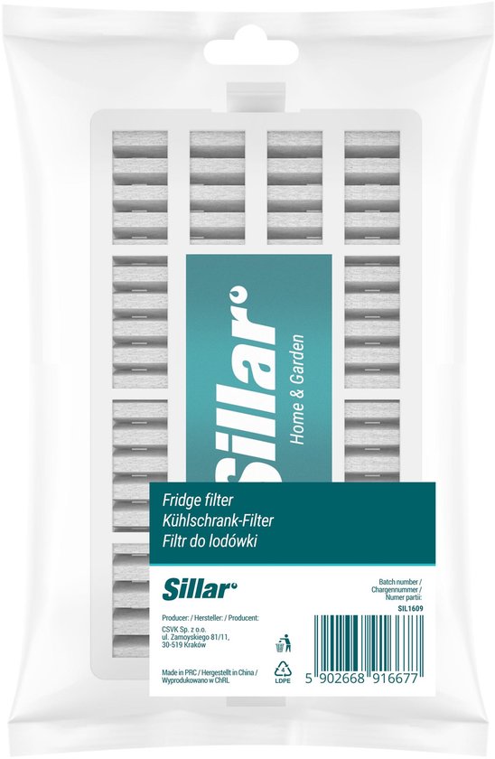 Sillar, 1x koelkastfilter, luchtfilter, antibacterieel, neutraliseert geurtjes, vervanging voor Microban ANT001, compatibel met koelkasten van Whirlpool en Indesit van Merkloos