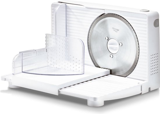 Silvercrest Allessnijder - Vermogen: 100 W - Maximale snijdikte: 17 mm - Antislipvoetjes - Voor het moeiteloos snijden van brood, kaas en groenten - Compact ontwerp en opvouwbaar om ruimte te besparen - Nauwkeurig, afneembaar gekarteld mes van SilverCrest