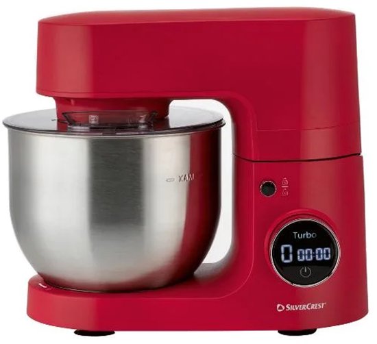 SILVERCREST® Keukenmachine 600 W - Foodprocessor - Inhoud mengkom: 5 L - Om te roeren, te kloppen en te kneden - Rood van SilverCrest