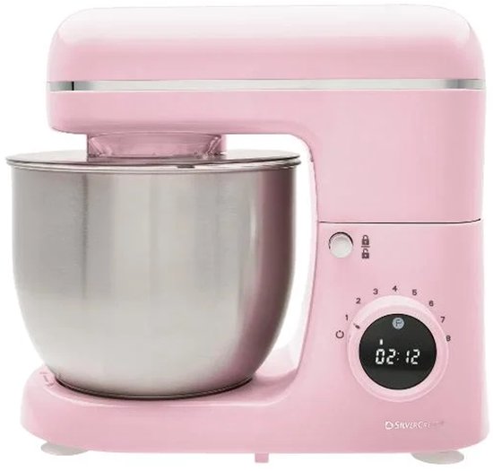 SILVERCREST® KITCHEN TOOLS Keukenmachine pastel - Vermogen: 600 W - Inhoud: 5 L - Inclusief spatbescherming met vulopening, deeghaak, eiwitklopper en garde - Met extra pulsfunctie - Afneembare accessoires zijn vaatwasmachinebestendig - Roze