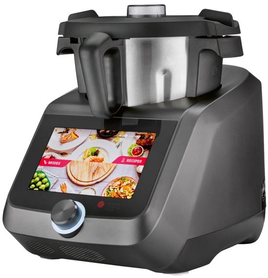 SILVERCREST® KITCHEN TOOLS Monsieur Cuisine Smart - Keukenmachine - Cookprocessor - Foodprocessor - 1200W - 4,5L Inhoud - 10 Snelheden - Cooking Pilot met 600 Recepten - 8 Inch Kleurentouchscreen - Spraakbesturing via Google Assistant - Antraciet van SilverCrest